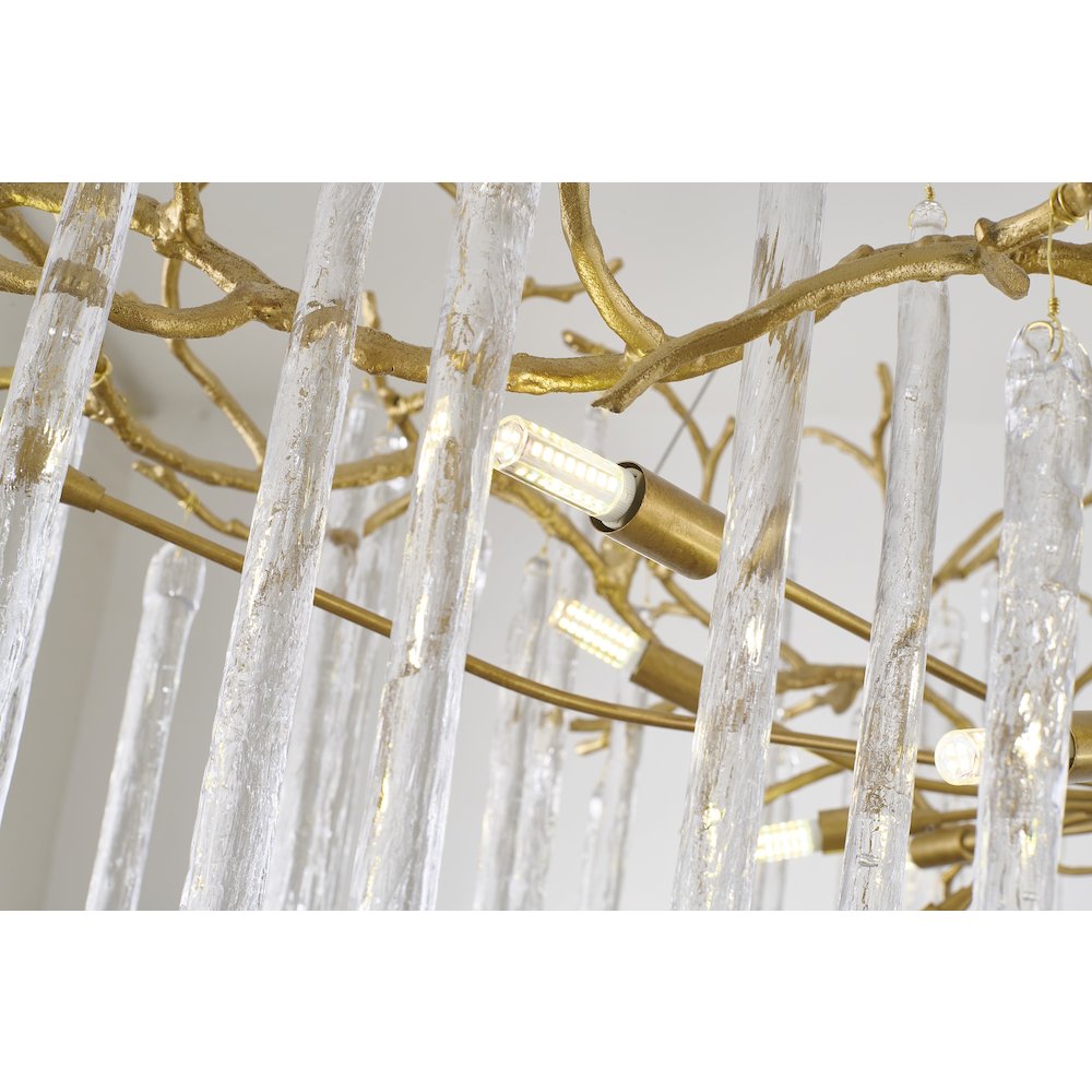 16-Light Brass Aluminum Chandelier With Clear Glass Drop