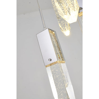 15-Light Chrome Chandelier With A Clear iceberg bubble Crystal