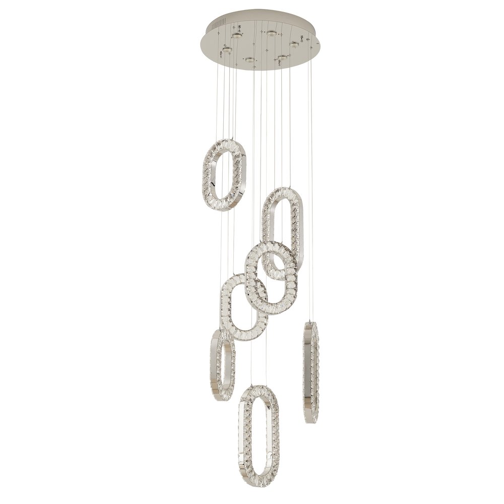 13-Light Chrome LED Chandelier With Clear Crystal Pendants