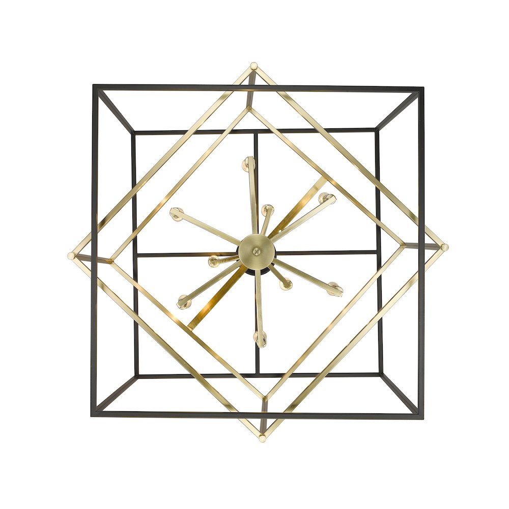 9-Light Black And Gold Interlocked Box Chandelier