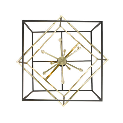 9-Light Black And Gold Interlocked Box Chandelier