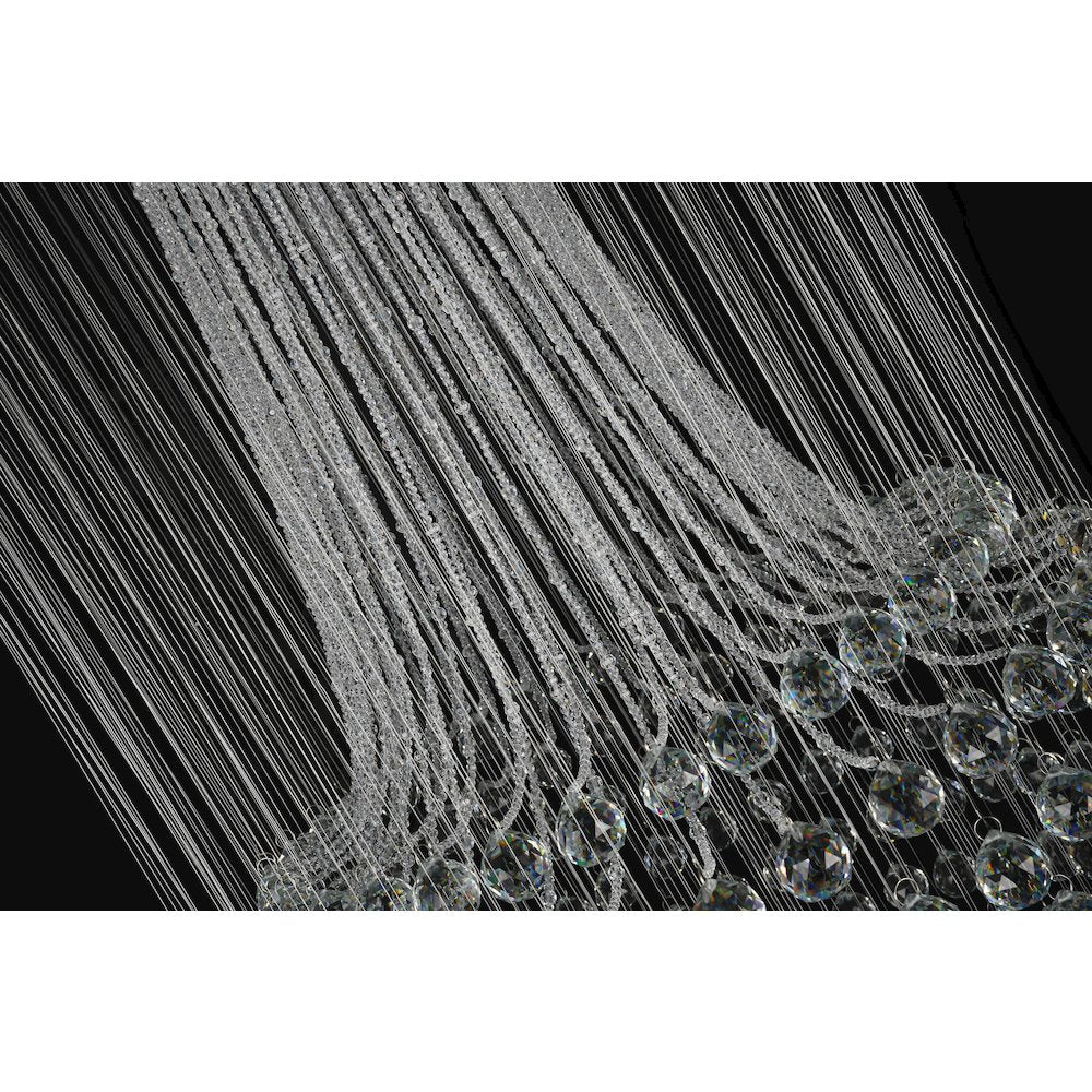 12-Light Chrome Stainless Steel Flushed Chandelier With Clear Crystals