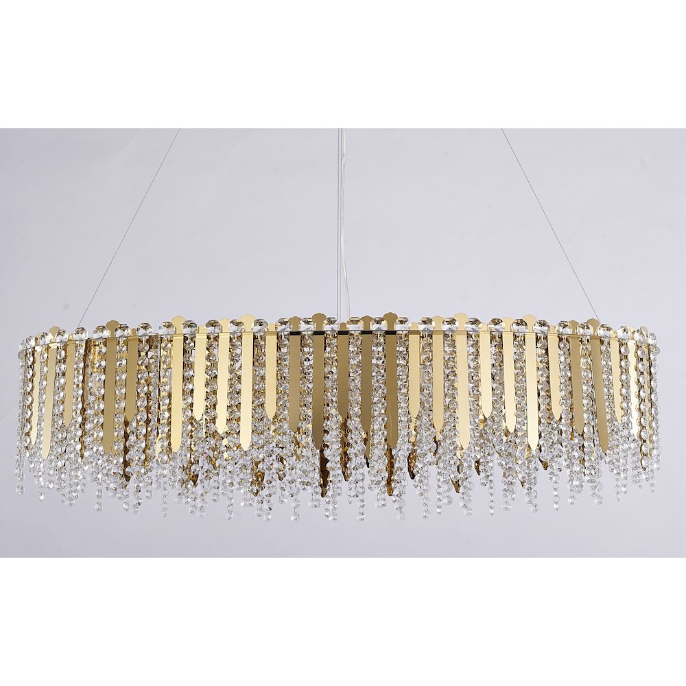 16-Light Gold Stainless Steel Chandelier With Clear Crystal Beads