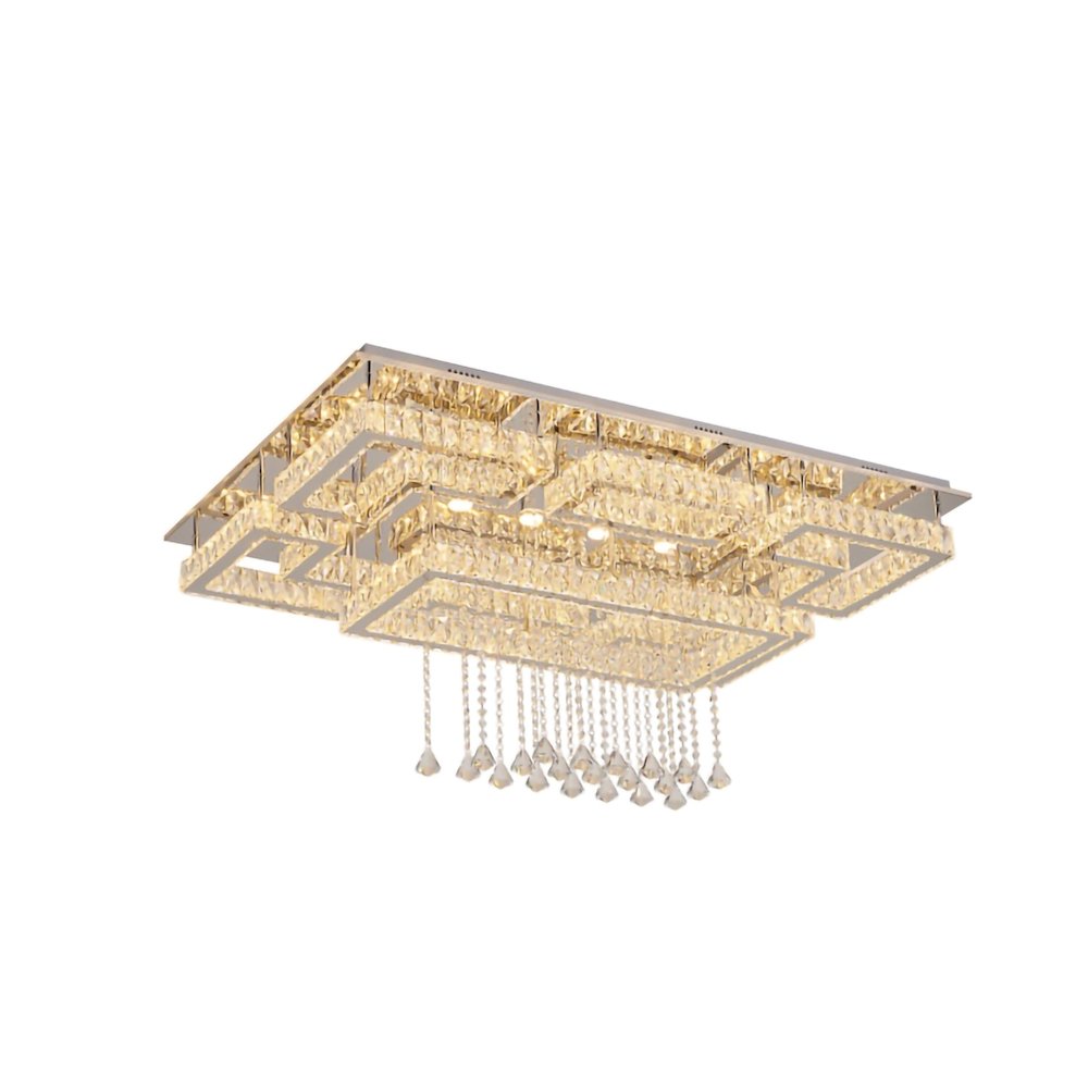 8-Light Chrome LED Flush Mount With Clear Crystal Accents