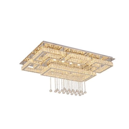 8-Light Chrome LED Flush Mount With Clear Crystal Accents