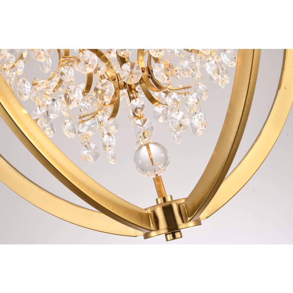 4-Light Antique Brass Metal Chandelier With Clear Crystals