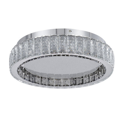 1-Light Chrome Stainless Steel LED Flush Mount With Clear Crystals