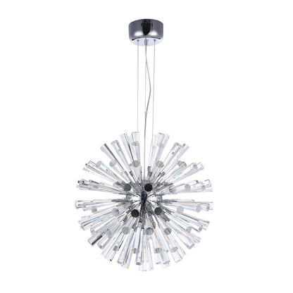 12-Light Chrome Iron Chandelier With Clear Crystal Spikes
