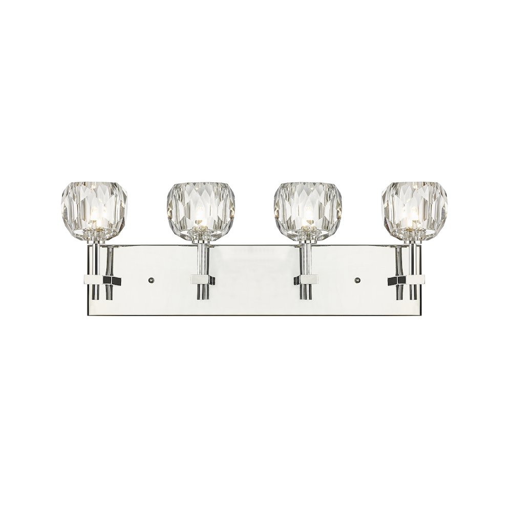 4-Light Chrome Wall Sconce With Clear Crystal Shades