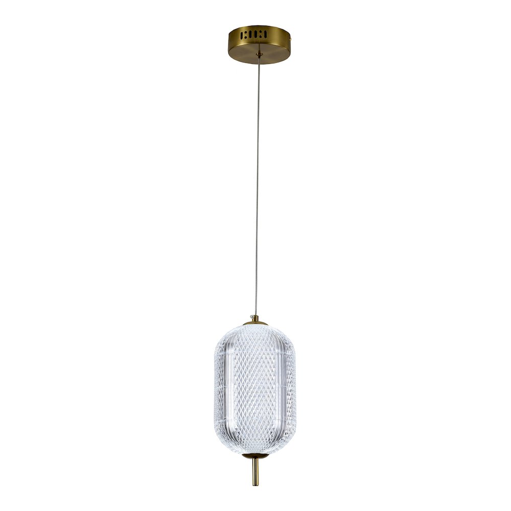 1-Light Brass Dimmable LED Single Pendant With A Clear PC Shade