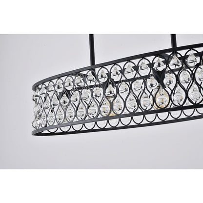 4-Light Black Chandelier With Clear Crystal Accents