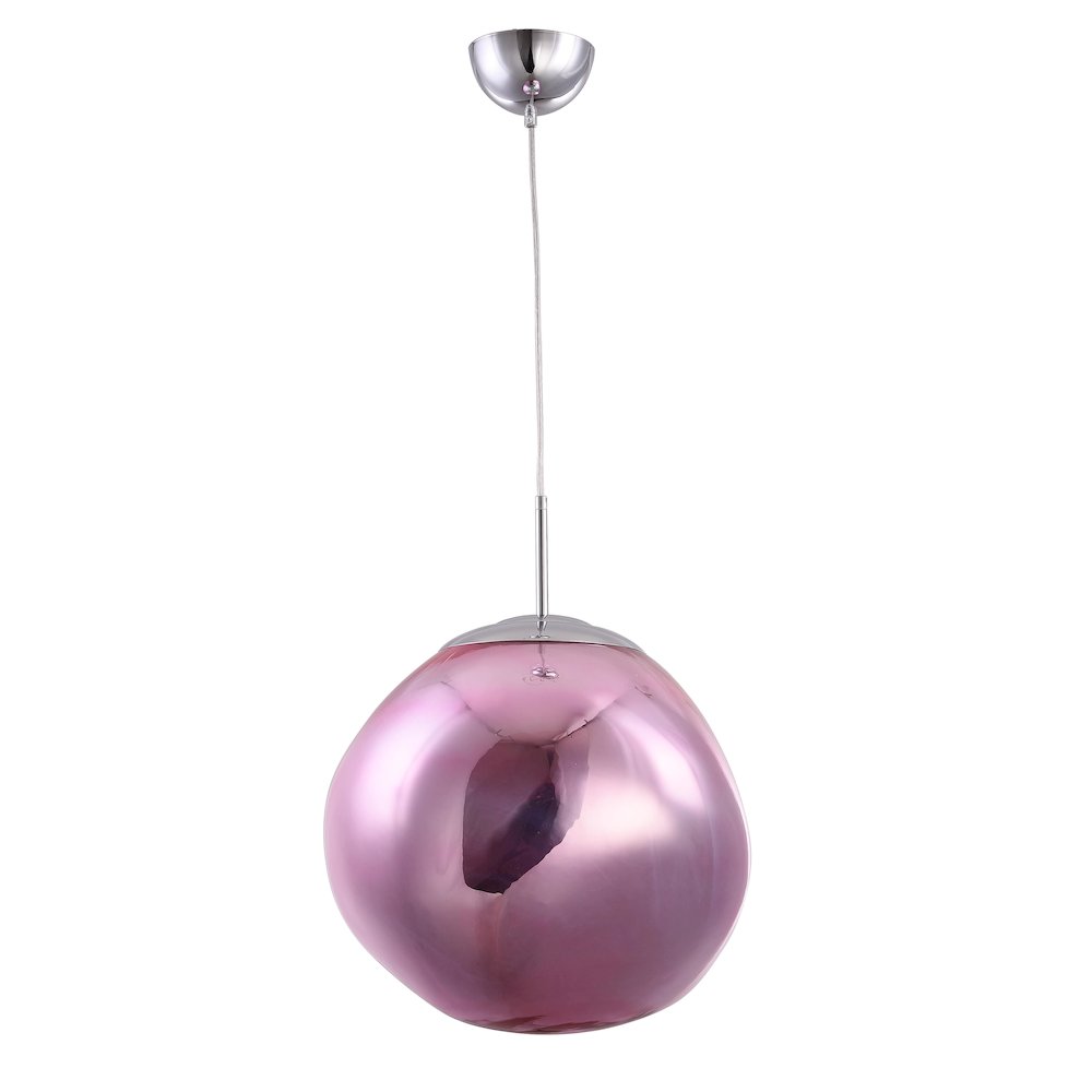 1-Light Chrome Pendant With A Pink Acrylic Shade
