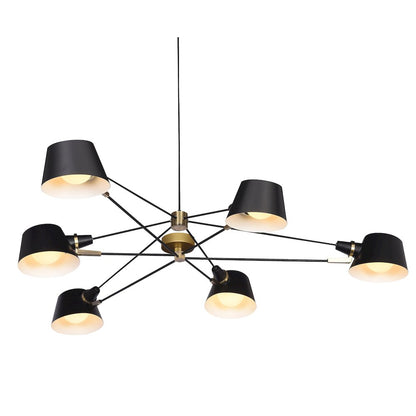 6-Light Black Iron Chandelier With Black Aluminum Shades