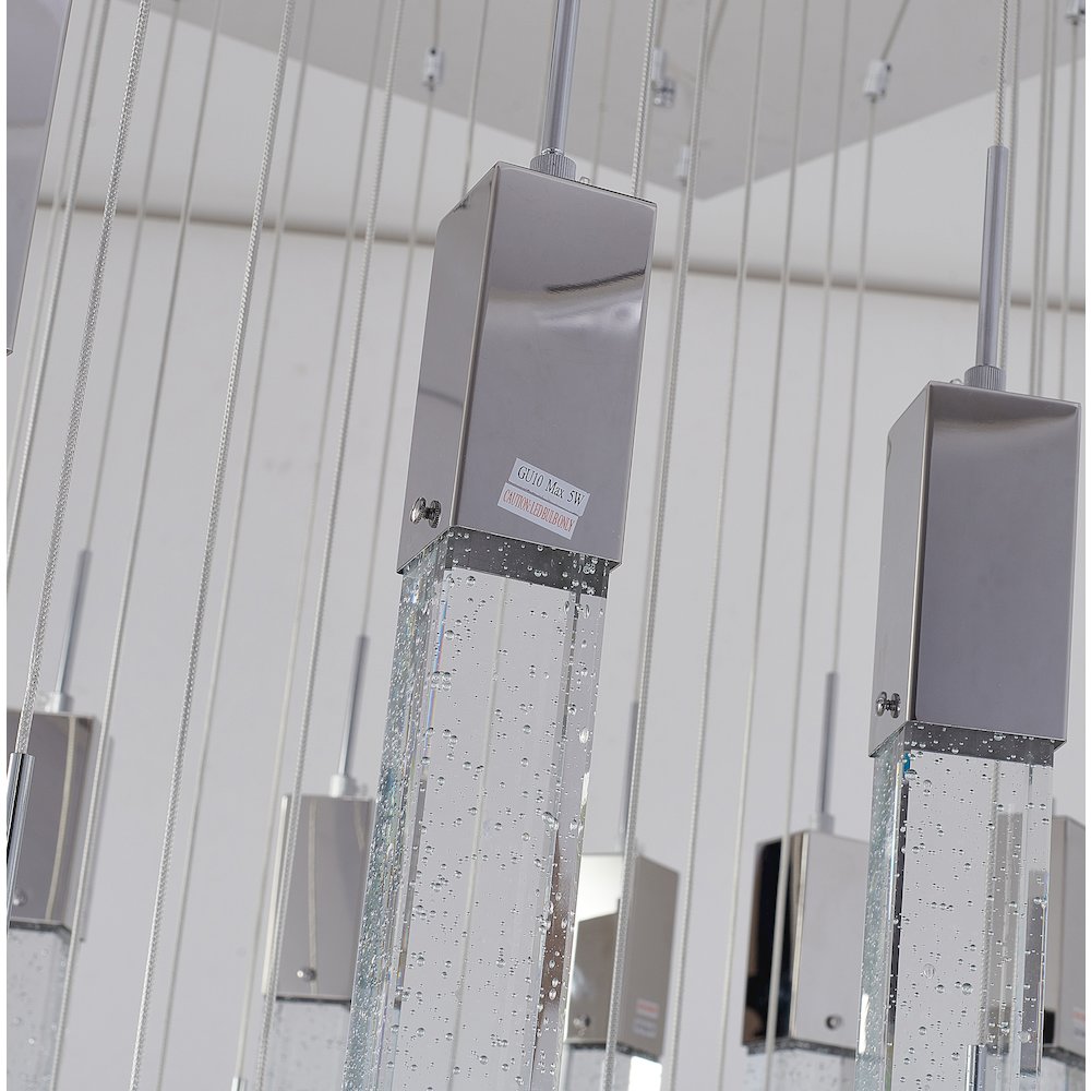 41-Light Chrome Chandelier With A Clear Bubble Crystal