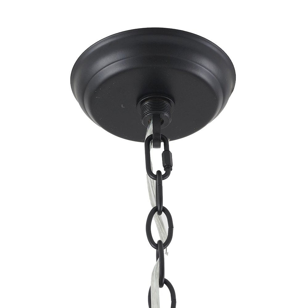 22-Light black iron frame chandelier with white glass shades