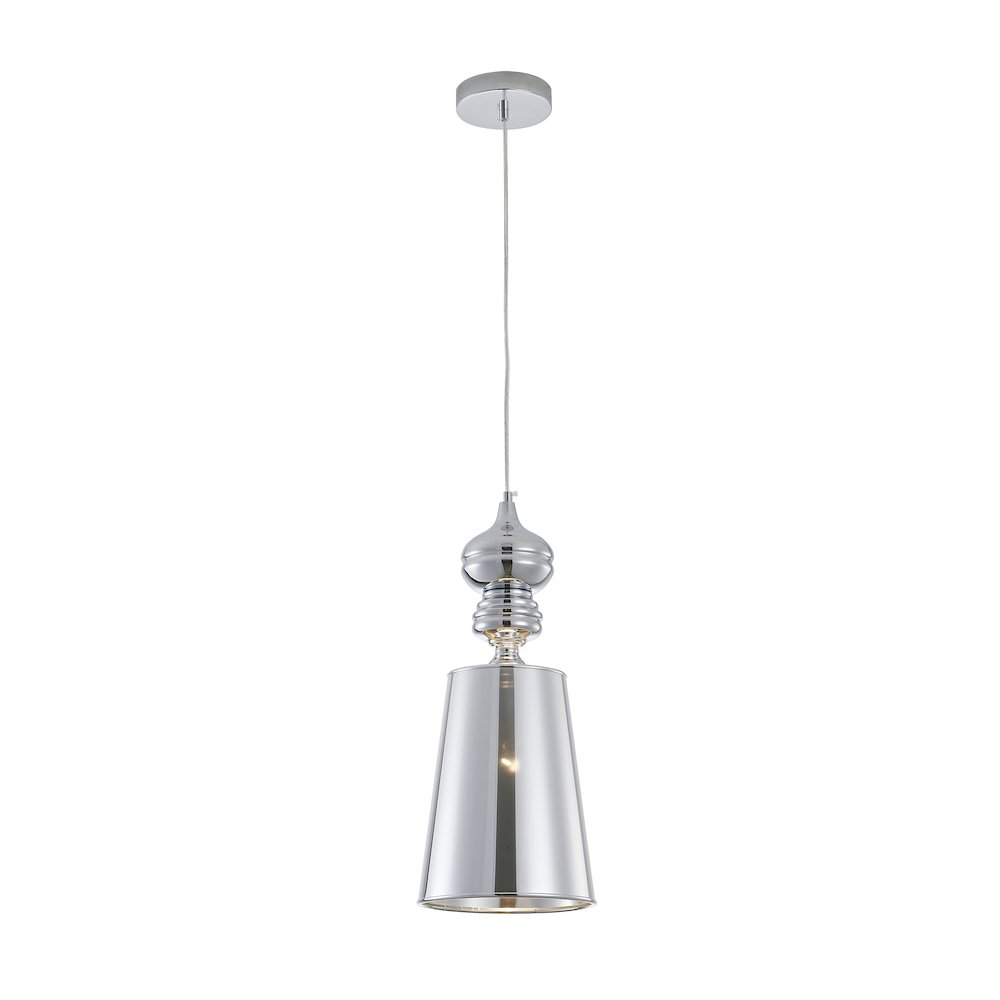 1-Light Polished Chrome Shaded Single Pendant
