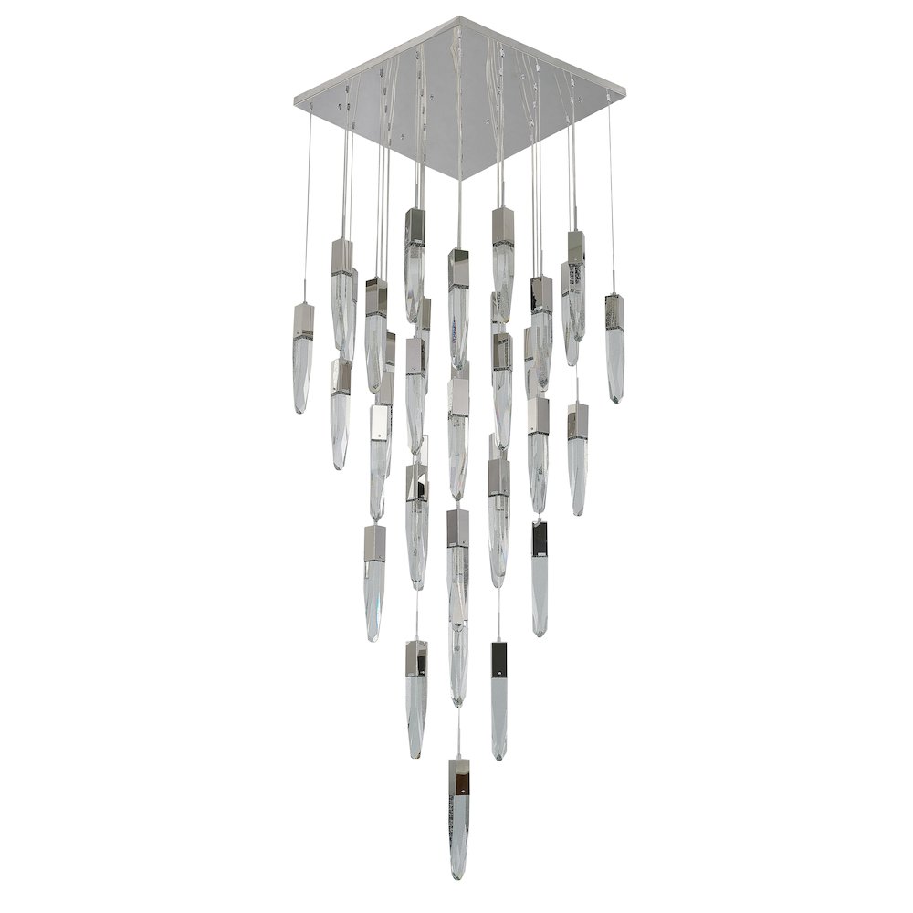 41-Light Chrome Chandelier With A Clear iceberg bubble Crystal