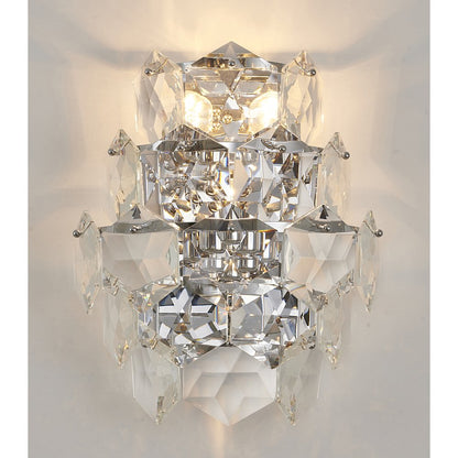 3-Light Chrome Wall Sconce With Clear Crystals