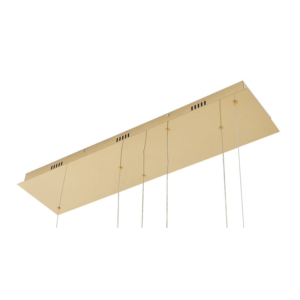 3-Light Gold LED Chandelier With Hanging Box Lights