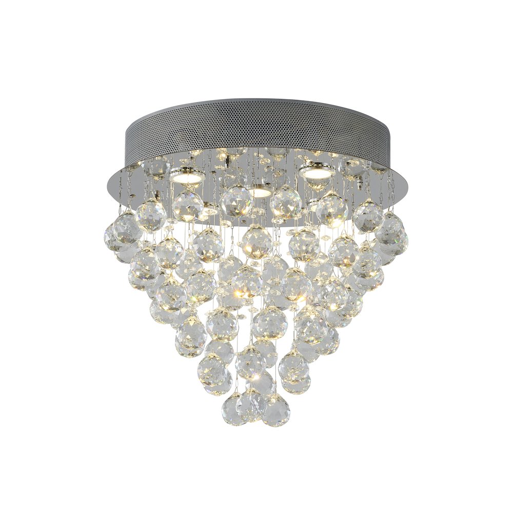 6-Light Chrome Flush Mount With Clear Crystals