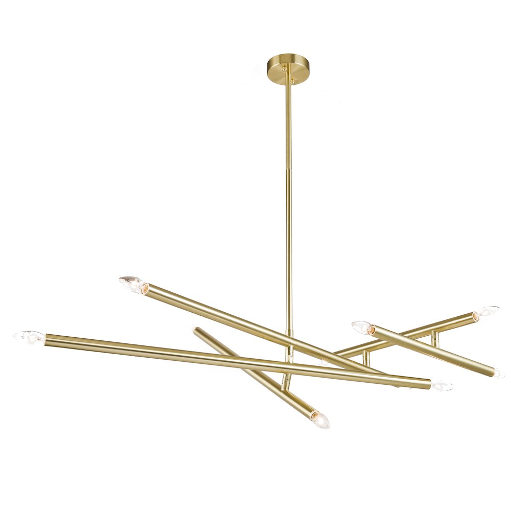 10-Light Brass Rod Match Stick Chandelier