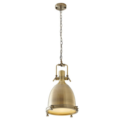 1-Light Brass Iron Single Pendant With A Frosted Glass Shade