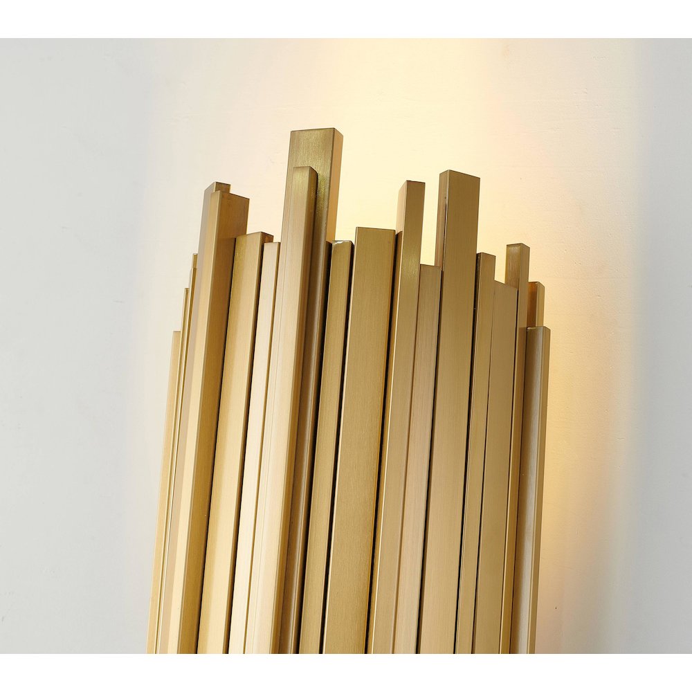 2-Light Brushed Gold Stainless Steel Wall Sconce