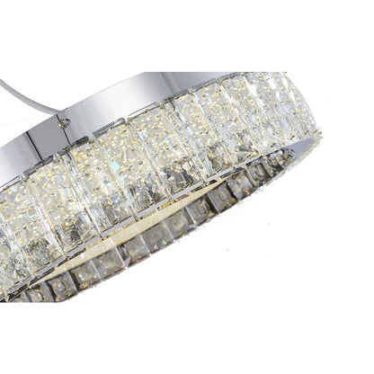1-Light Chrome Stainless Steel LED Flush Mount With Clear Crystals