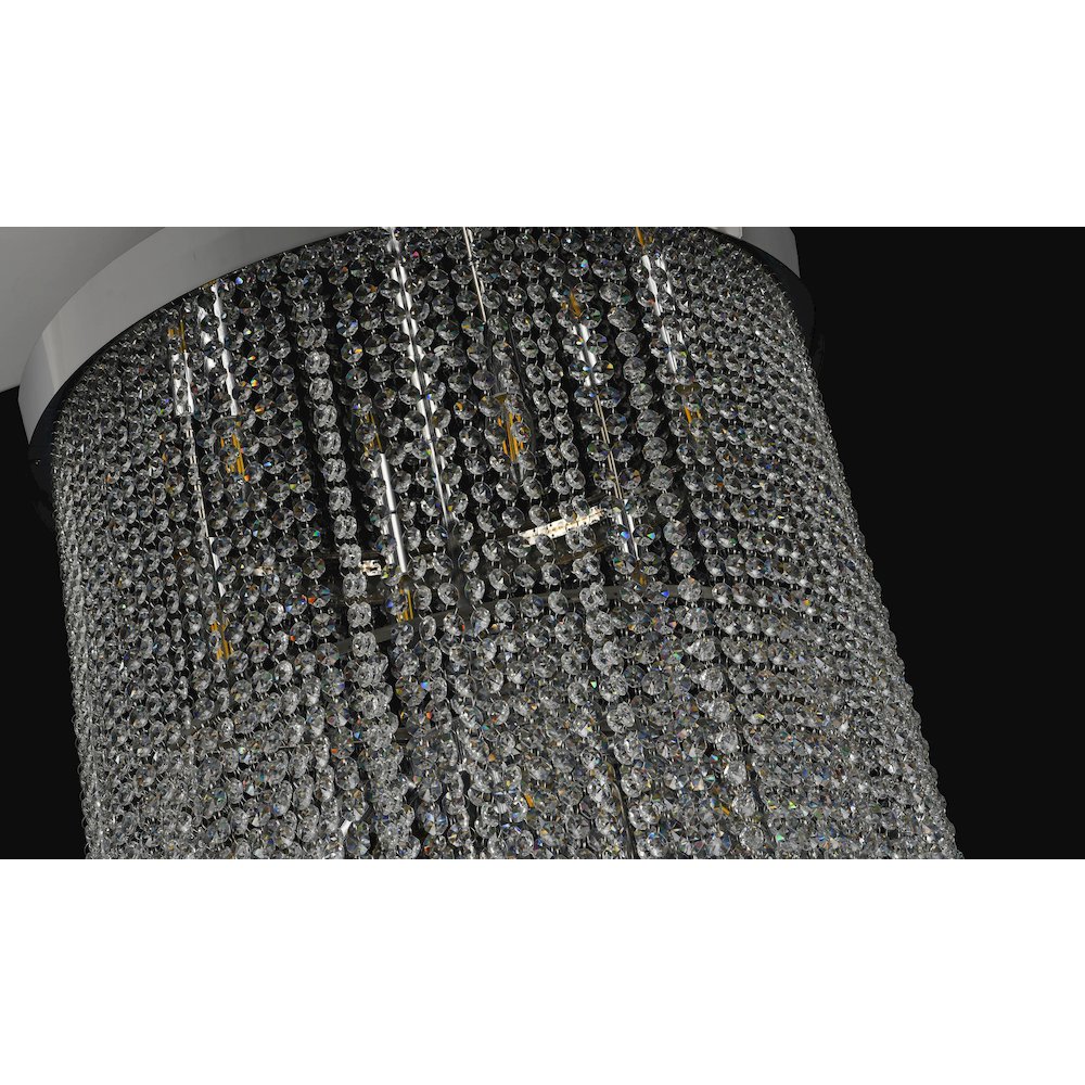 24-Light Chrome Stainless Steel Flushed Chandelier With Clear Crystals