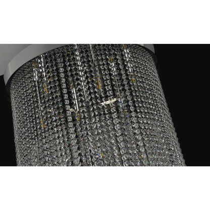 24-Light Chrome Stainless Steel Flushed Chandelier With Clear Crystals