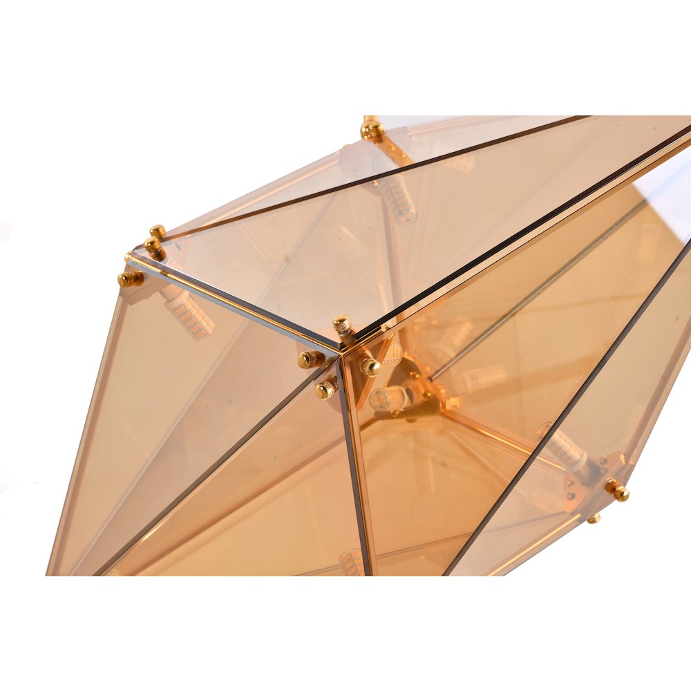 9-Light Gold Chandelier With An Amber Glass shade