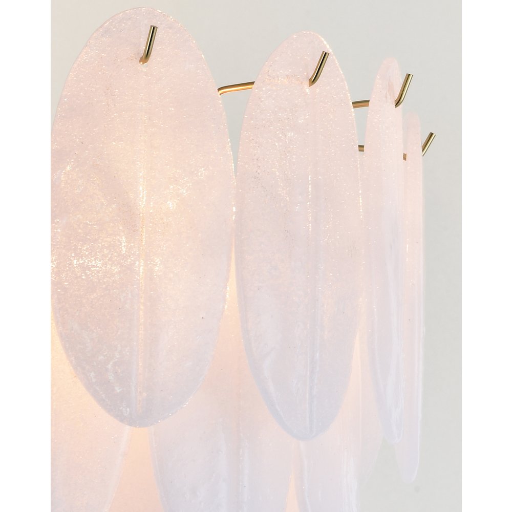 9-Light Brass Chandelier With Frosted Petal Glass