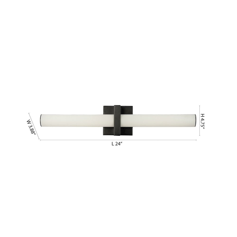 1-Light Satin Black LED Wall Sconce With A Frosted Opal Glass Shade