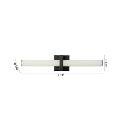 1-Light Satin Black LED Wall Sconce With A Frosted Opal Glass Shade
