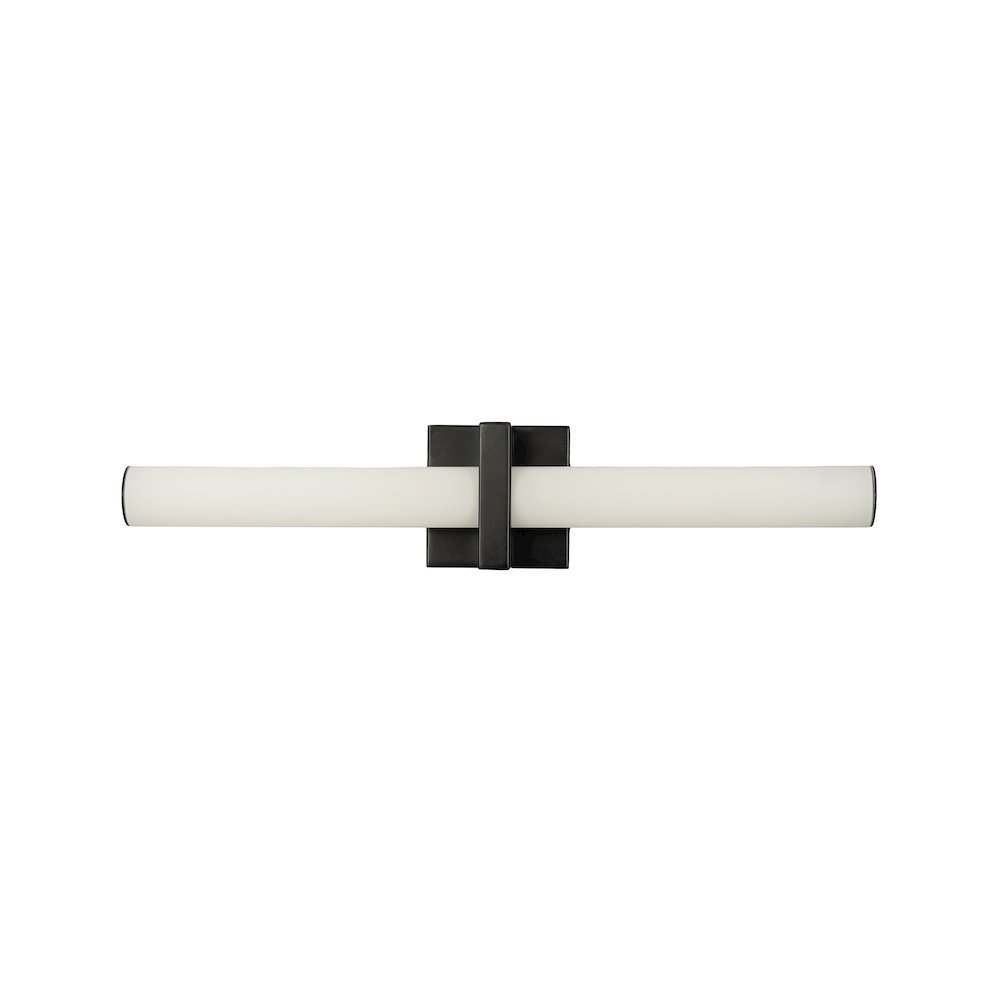 1-Light Satin Black LED Wall Sconce With A Frosted Opal Glass Shade