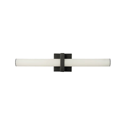 1-Light Satin Black LED Wall Sconce With A Frosted Opal Glass Shade