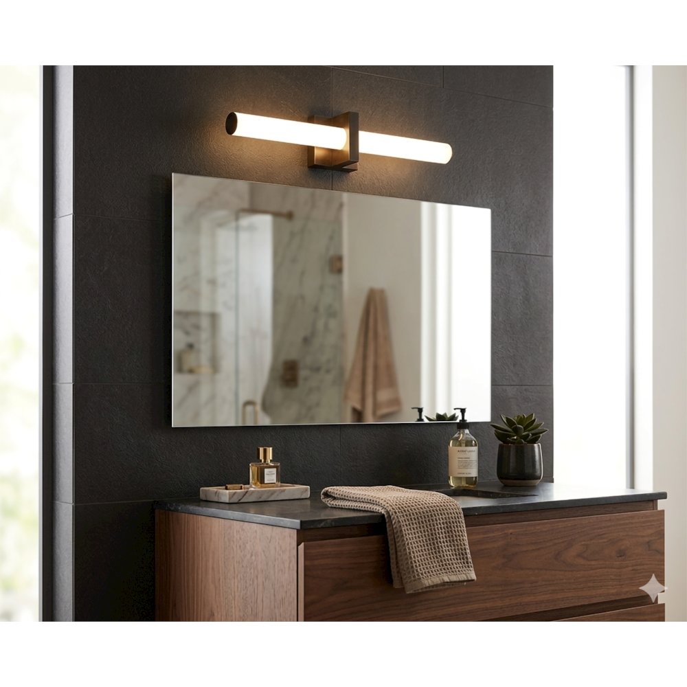 1-Light Satin Black LED Wall Sconce With A Frosted Opal Glass Shade