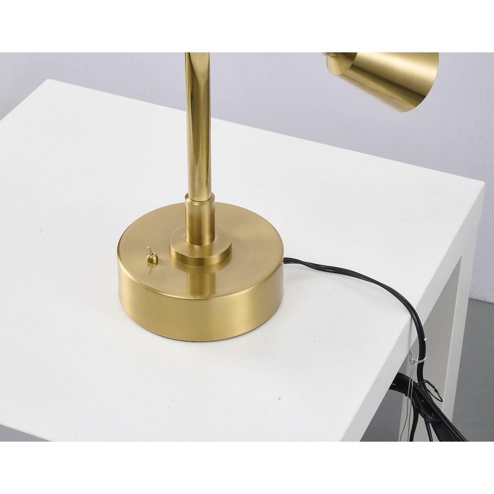 1-Light Brass Iron Table Lamp With A Shade And Clear Glass Cover