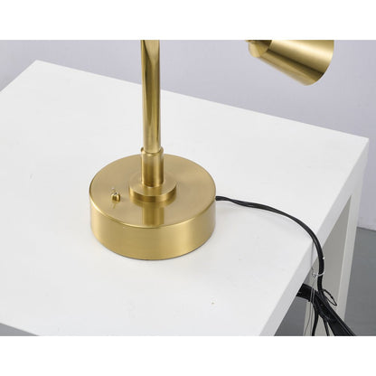 1-Light Brass Iron Table Lamp With A Shade And Clear Glass Cover