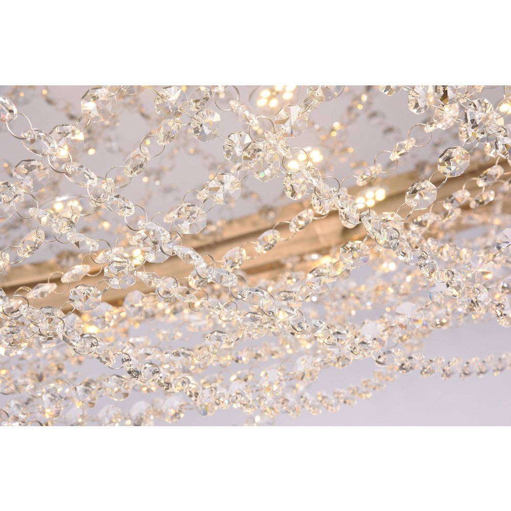 18-Light Copper Dimmable LED Chandelier With Clear Crystal Beading