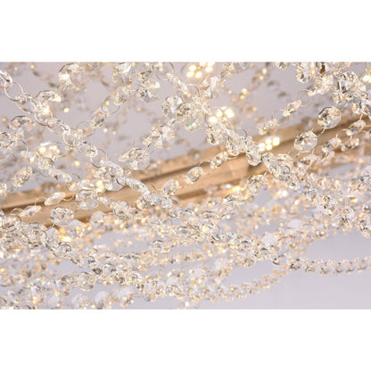 18-Light Copper Dimmable LED Chandelier With Clear Crystal Beading