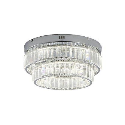 2-Light Chrome Dimmable LED Flush Mount With Clear Crystals
