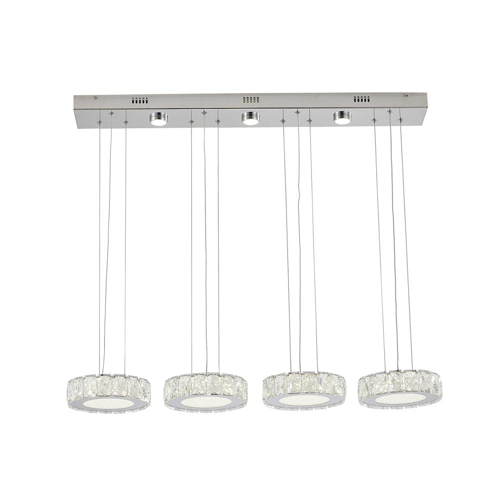 7-Light Chrome LED Chandelier With Clear Crystals