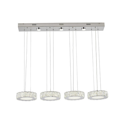 7-Light Chrome LED Chandelier With Clear Crystals