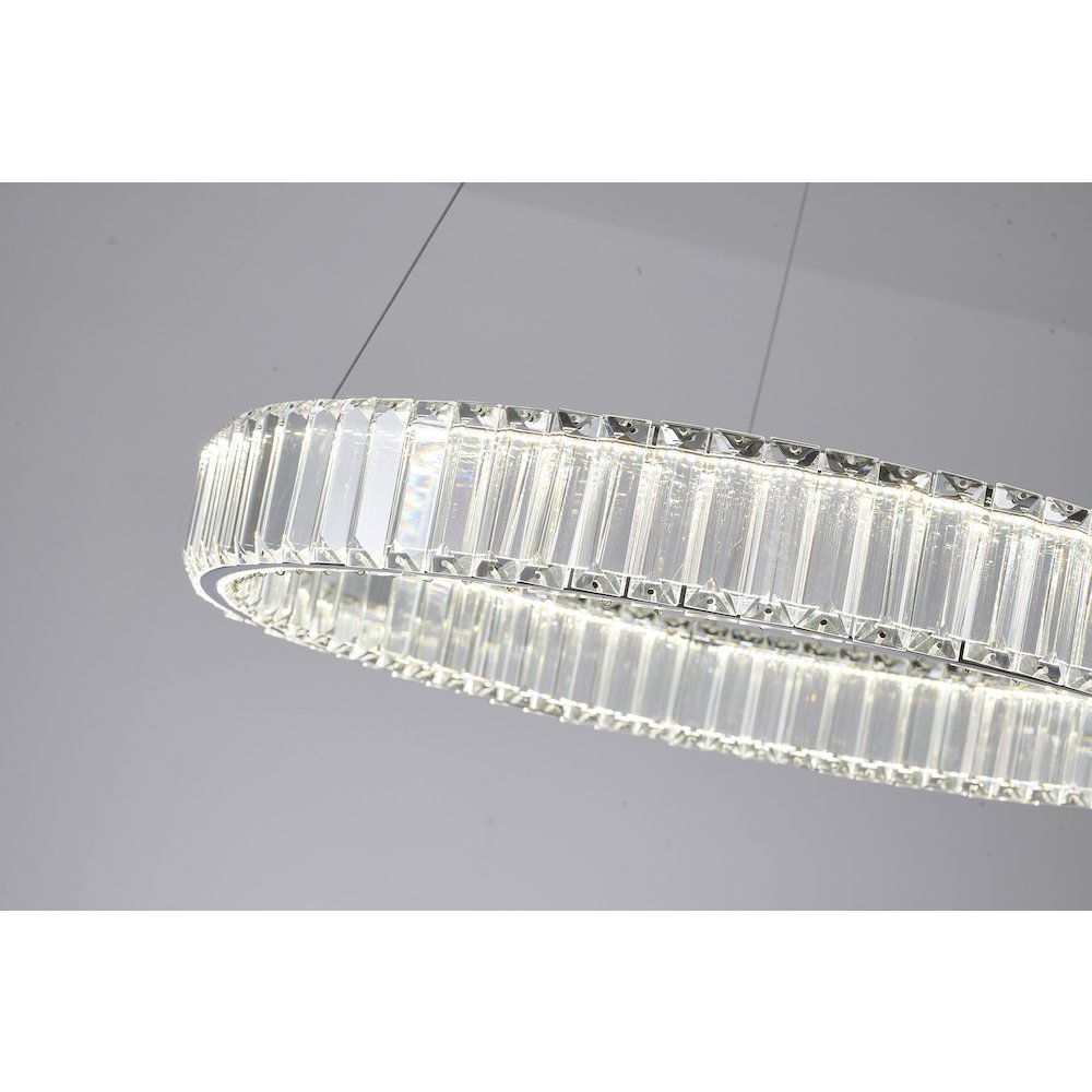 1-Light Chrome LED Chandelier With Clear Crystals