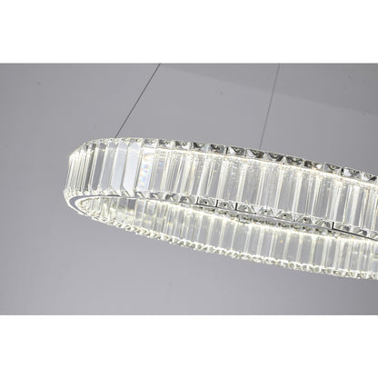 1-Light Chrome LED Chandelier With Clear Crystals