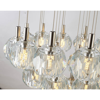 23-Light Polished Nickel Chandelier With Clear Crystal Shades