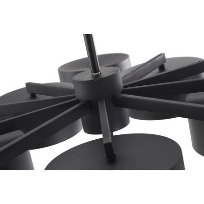 10-Light Black LED Semi Flush Mount With Black Shades / White Frosted Diffusers