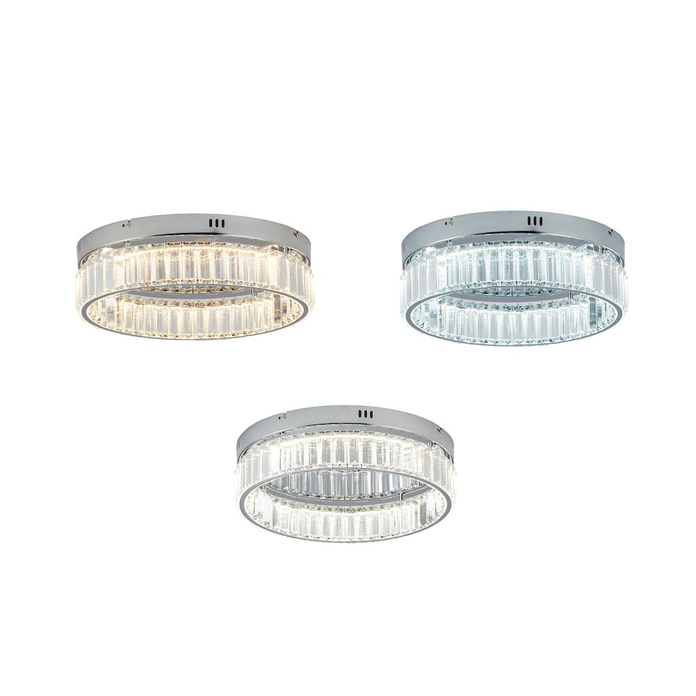 1-Light Chrome Dimmable LED Flush Mount With Clear Crystals