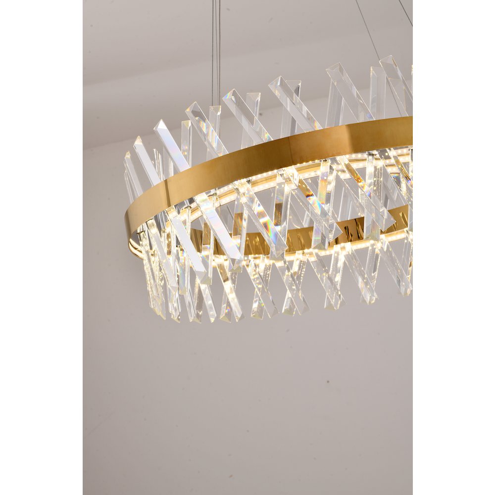 1-Light Gold Dimmable LED chandelier With Clear Crystal Accents